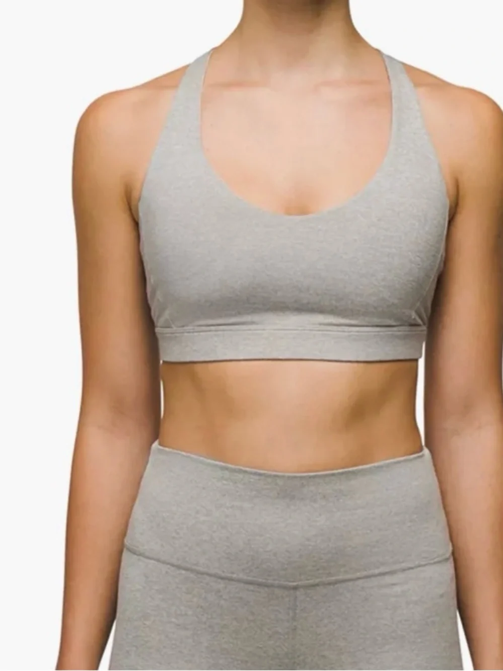 Prana Heavana Heather Gray Strappy Sports Bra